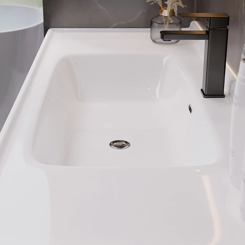 Consola abierta de montaje en pared moderna gris de madera maciza con juego de fregadero Clearhalo