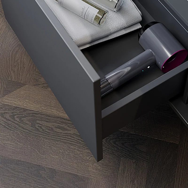 Consola abierta de montaje en pared moderna gris de madera maciza con juego de fregadero Clearhalo