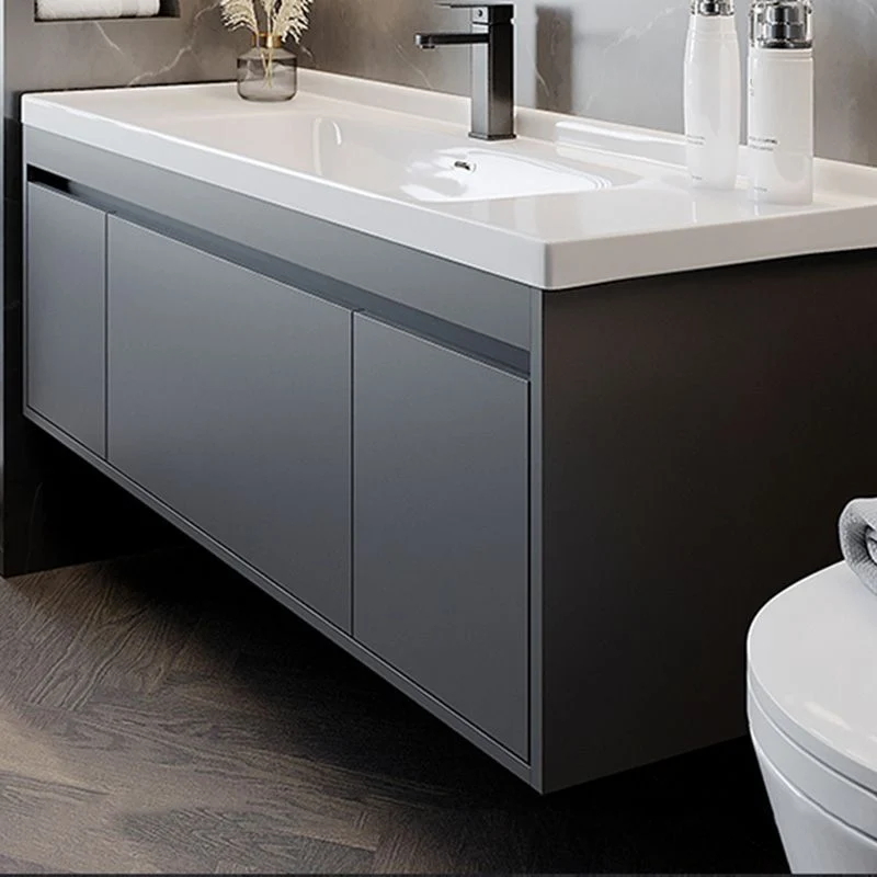 Consola abierta de montaje en pared moderna gris de madera maciza con juego de fregadero Clearhalo