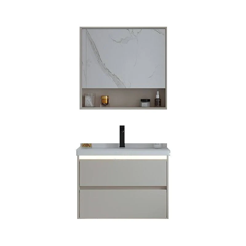 Consola abierta rectangular blanca de madera maciza para montaje en pared con juego de fregadero Clearhalo