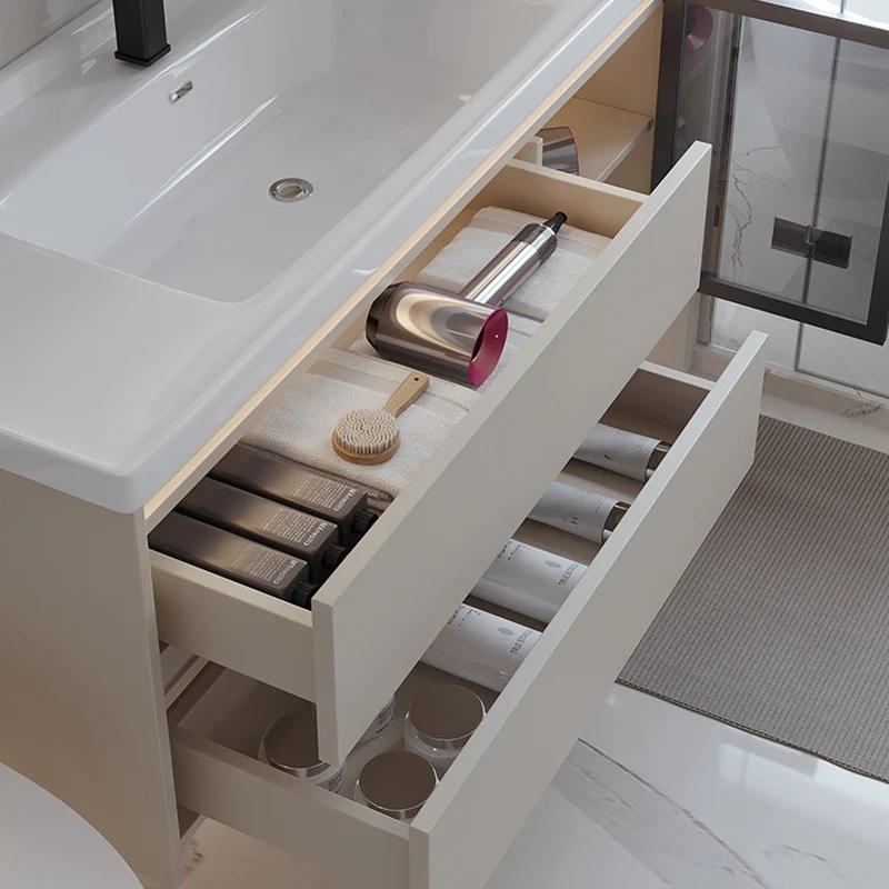 Consola abierta rectangular blanca de madera maciza para montaje en pared con juego de fregadero Clearhalo