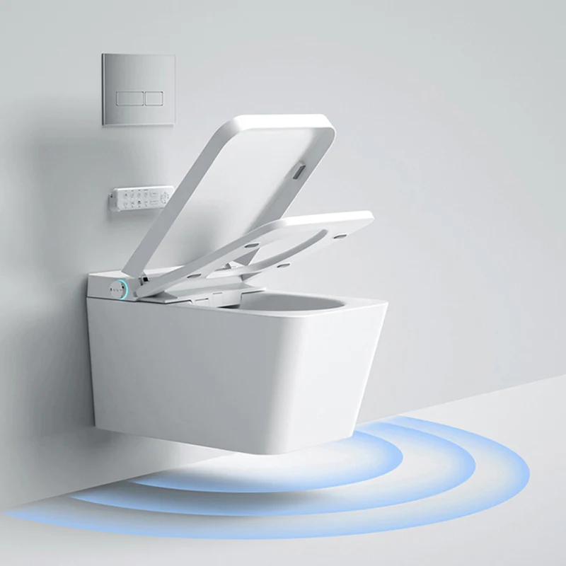 Control de temperatura blanco del sensor de pie del bidé montado en la pared minimalista Clearhalo