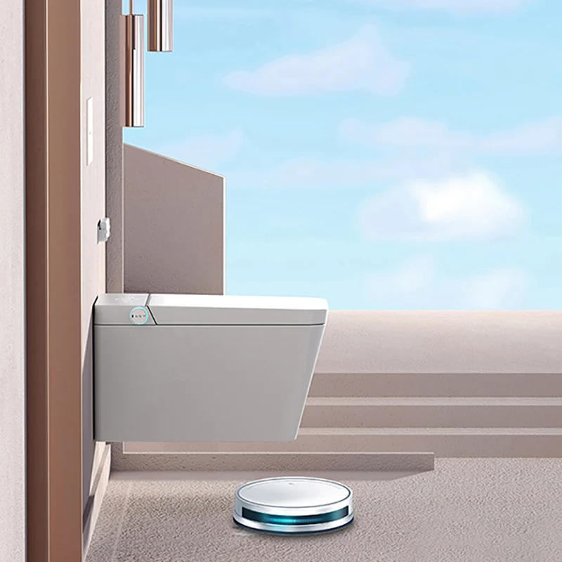 Control de temperatura blanco del sensor de pie del bidé montado en la pared minimalista Clearhalo