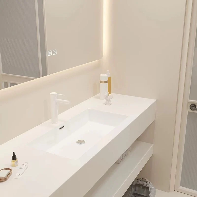 Creative Vanity - Juego de tocador de baño montado en la pared con espejo para lavabo, color blanco Clearhalo