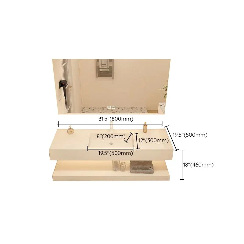 Creative Vanity - Juego de tocador de baño montado en la pared con espejo para lavabo, color blanco Clearhalo