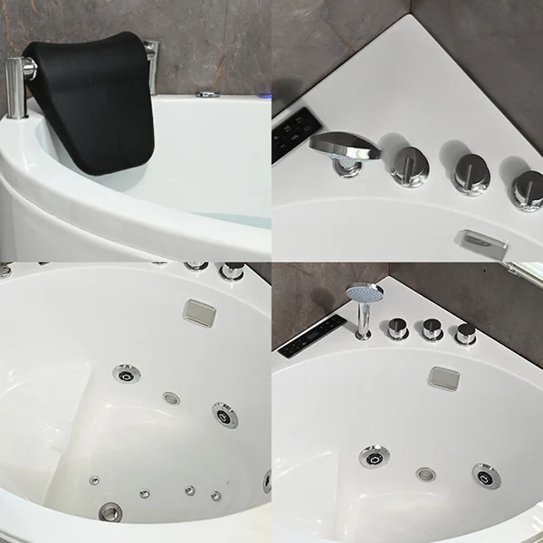Cuarto de baño Bañera de esquina moderna con desagüe y bañera con borde de desbordamiento Clearhalo