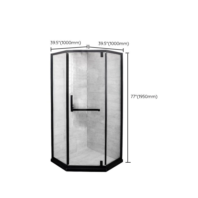 Equipo de ducha de vidrio templado con mampara de ducha de acero inoxidable con marco negro Clearhalo