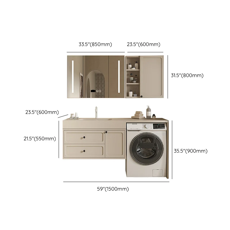 Espejo incluido, lavabo de baño moderno e independiente, tocador con lavabo Clearhalo