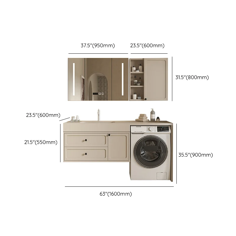 Espejo incluido, lavabo de baño moderno e independiente, tocador con lavabo Clearhalo
