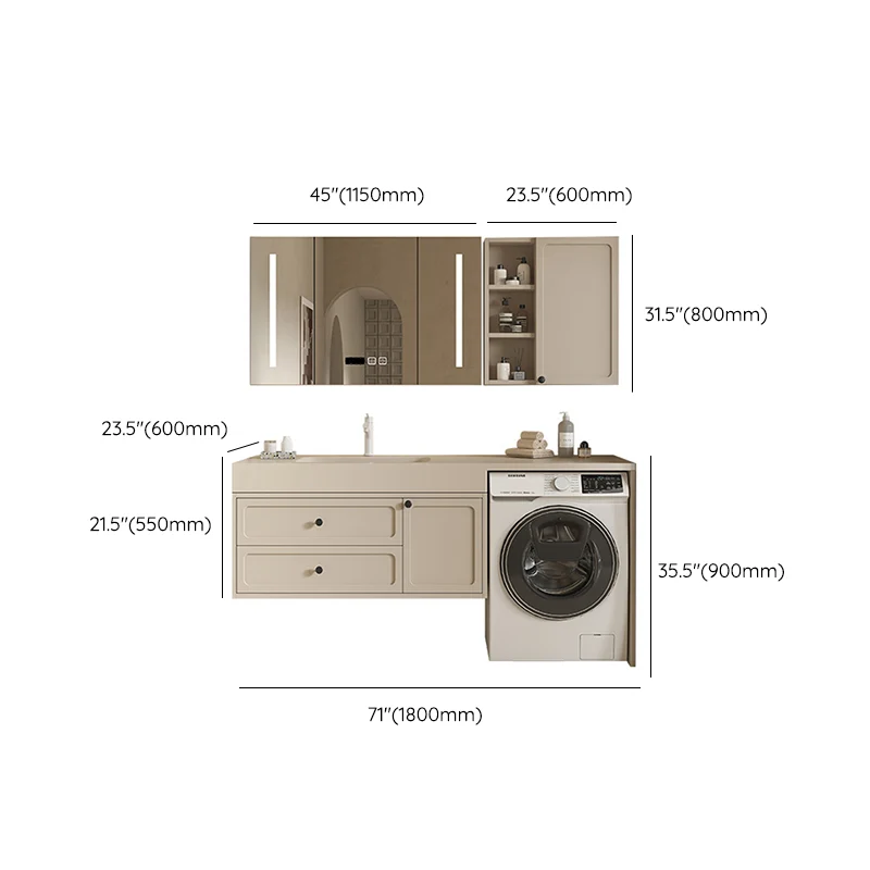 Espejo incluido, lavabo de baño moderno e independiente, tocador con lavabo Clearhalo