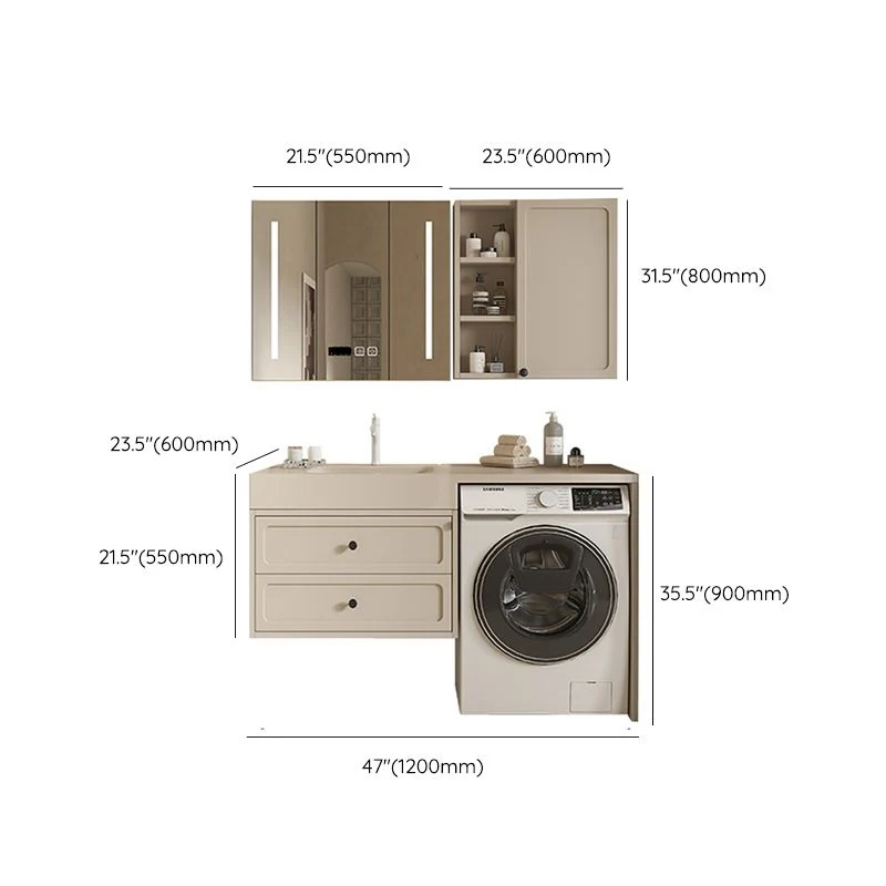 Espejo incluido, lavabo de baño moderno e independiente, tocador con lavabo Clearhalo