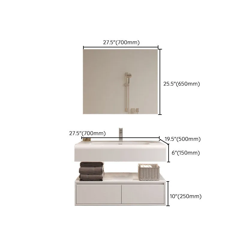 Espejo incluido, lavabo de montaje en pared, tocador con grifo, lavabo para baño Clearhalo