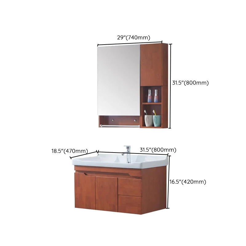 Espejo incluido para montaje en pared, lavabo con lavabo para baño Clearhalo