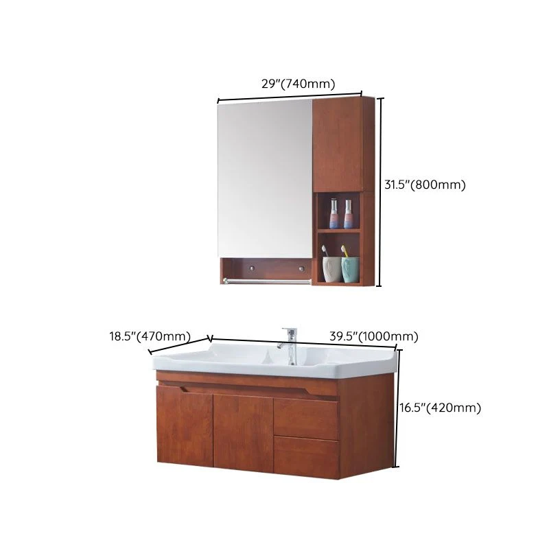 Espejo incluido para montaje en pared, lavabo con lavabo para baño Clearhalo