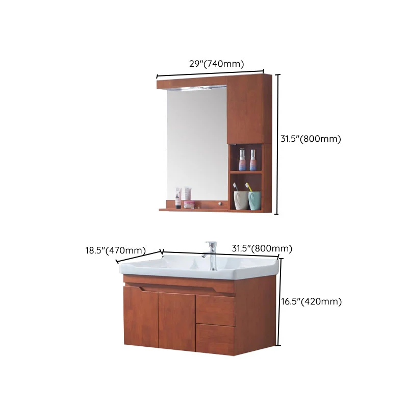Espejo incluido para montaje en pared, lavabo con lavabo para baño Clearhalo