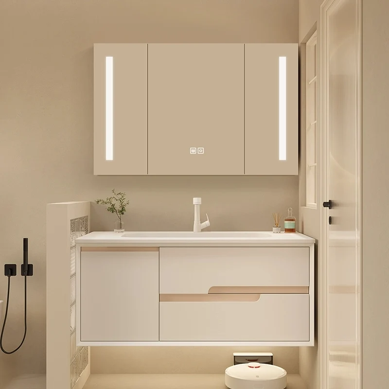 Espejo incluido para montaje en pared, lavabo de baño, tocador con puertas y cajones Clearhalo