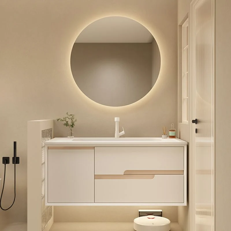Espejo incluido para montaje en pared, lavabo de baño, tocador con puertas y cajones Clearhalo