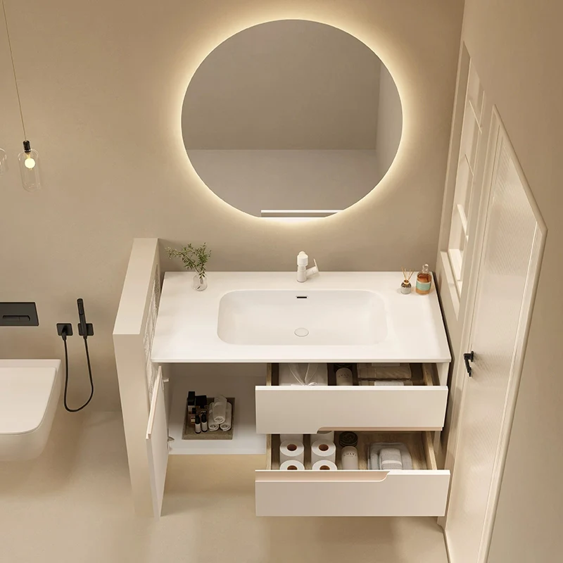 Espejo incluido para montaje en pared, lavabo de baño, tocador con puertas y cajones Clearhalo