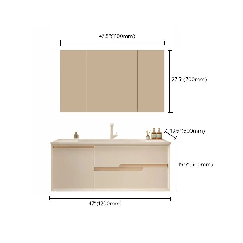 Espejo incluido para montaje en pared, lavabo de baño, tocador con puertas y cajones Clearhalo