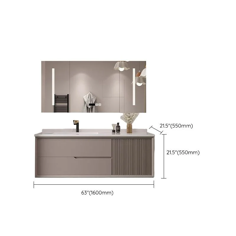 Espejo incluido, tocador para lavabo de baño de montaje en pared con grifo para lavabo Clearhalo
