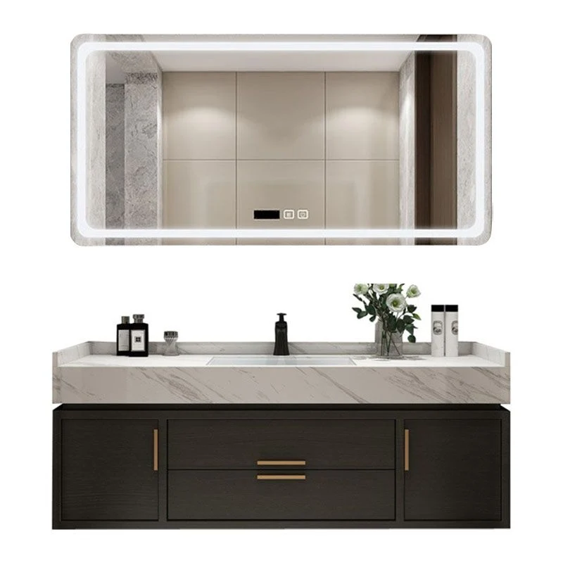 Espejo incluido, tocador para lavabo de montaje en pared con grifo para lavabo para baño Clearhalo