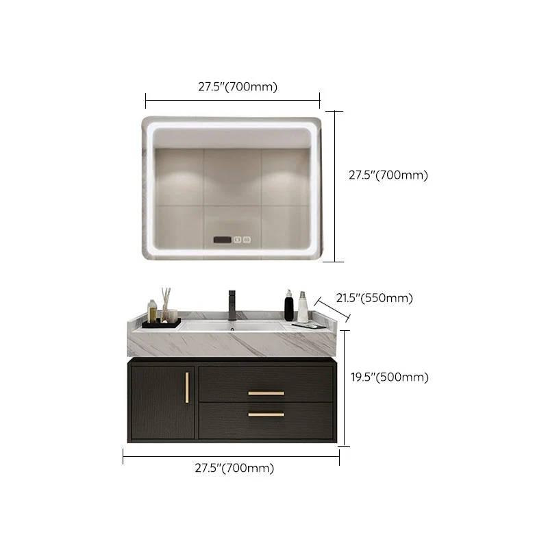 Espejo incluido, tocador para lavabo de montaje en pared con grifo para lavabo para baño Clearhalo