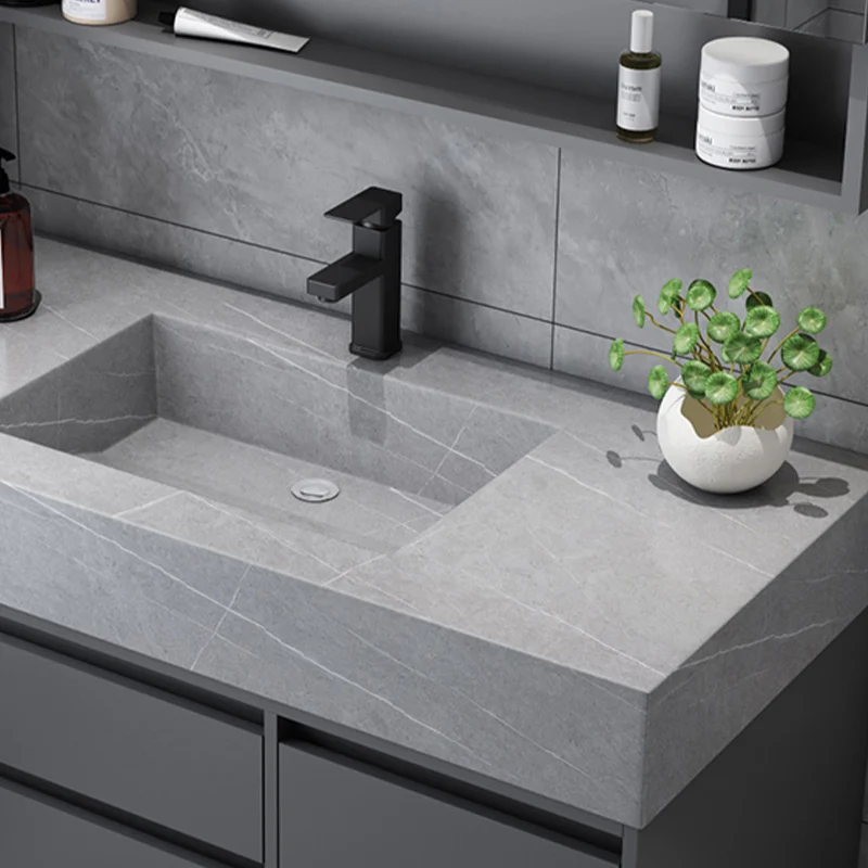 Espejo de montaje en pared incluido, lavabo de baño, tocador con puertas, grifo para fregadero Clearhalo