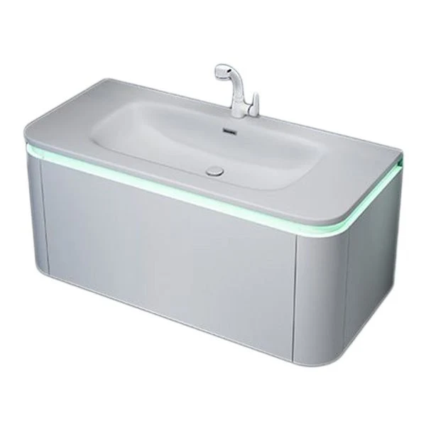 Espejo de montaje en pared incluido, lavabo de baño, tocador con grifo Clearhalo