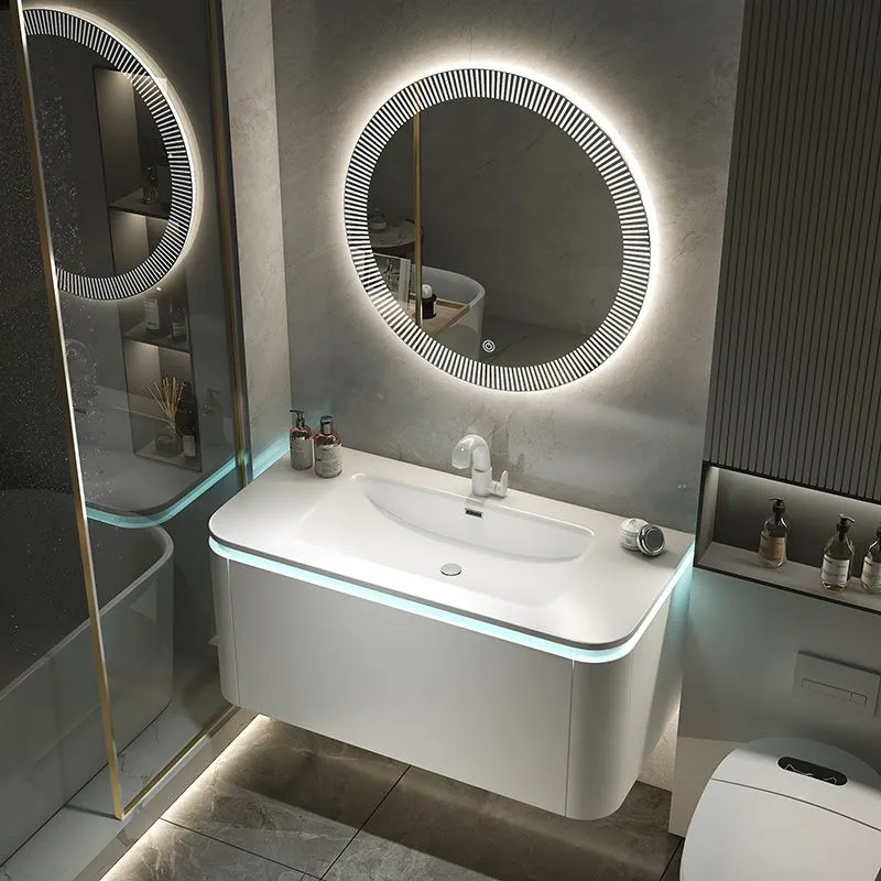 Espejo de montaje en pared incluido, lavabo de baño, tocador con grifo Clearhalo