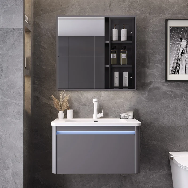 Espejo de montaje en pared incluido lavabo tocador con grifo lavabo para baño Clearhalo