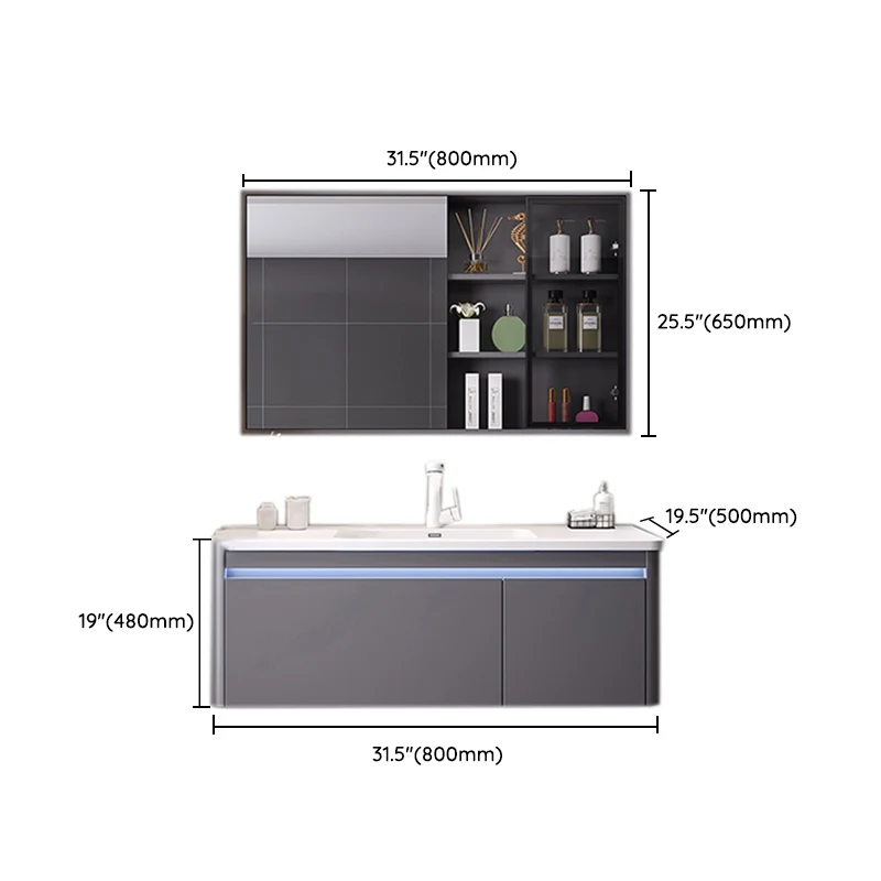 Espejo de montaje en pared incluido lavabo tocador con grifo lavabo para baño Clearhalo