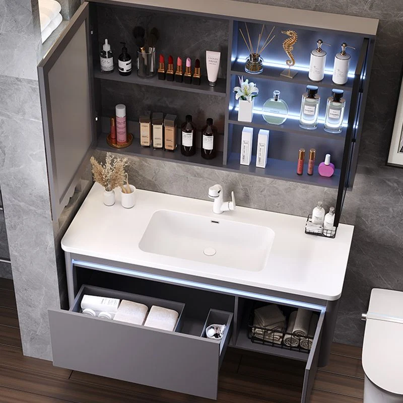 Espejo de montaje en pared incluido lavabo tocador con grifo lavabo para baño Clearhalo