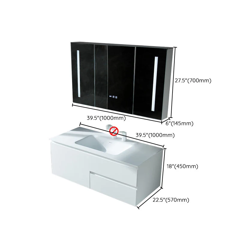 Espejo de montaje en pared incluido lavabo tocador para baño con grifo Clearhalo