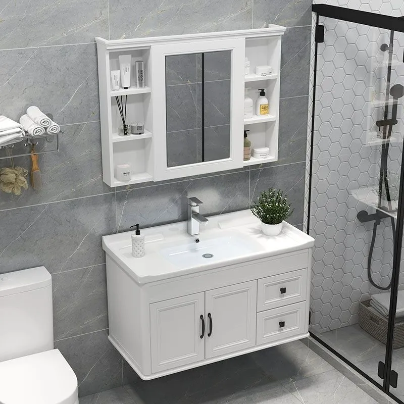 Espejo de montaje en pared incluido lavabo tocador con grifo para baño Clearhalo
