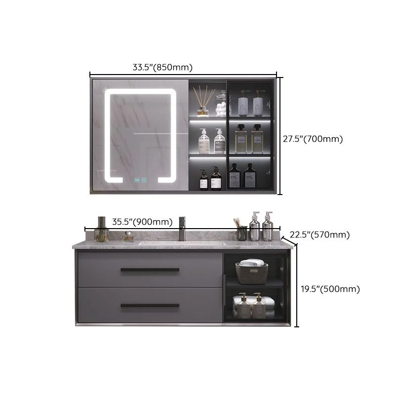 Espejo de montaje en pared incluido tocador de baño con cajones para grifo para baño Clearhalo