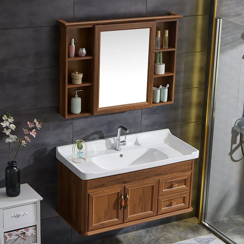Espejo de montaje en pared incluido tocador con lavabo para baño Clearhalo