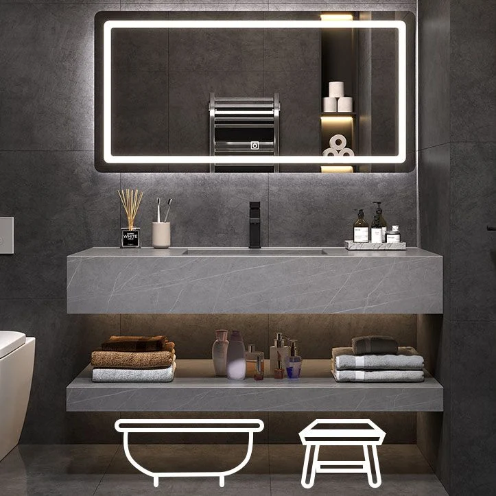 Espejo de montaje en pared incluido tocador de lavabo para baño con grifo de lavabo Clearhalo