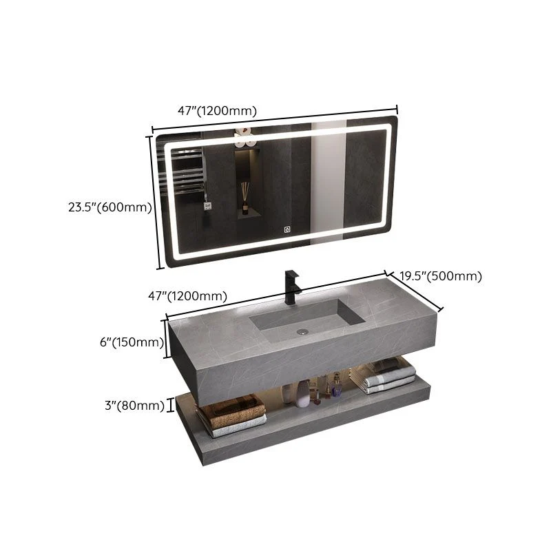 Espejo de montaje en pared incluido tocador de lavabo para baño con grifo de lavabo Clearhalo