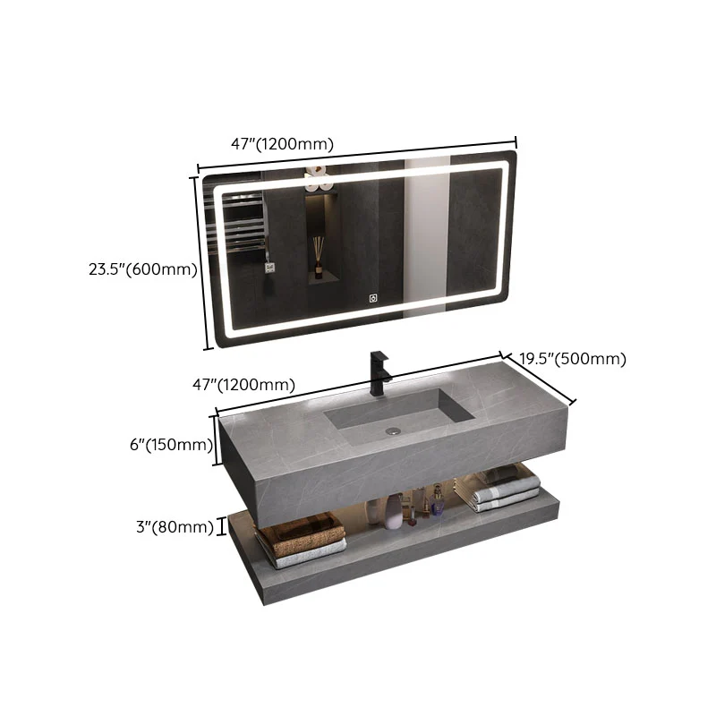 Espejo de montaje en pared incluido tocador de lavabo para baño con grifo de lavabo Clearhalo