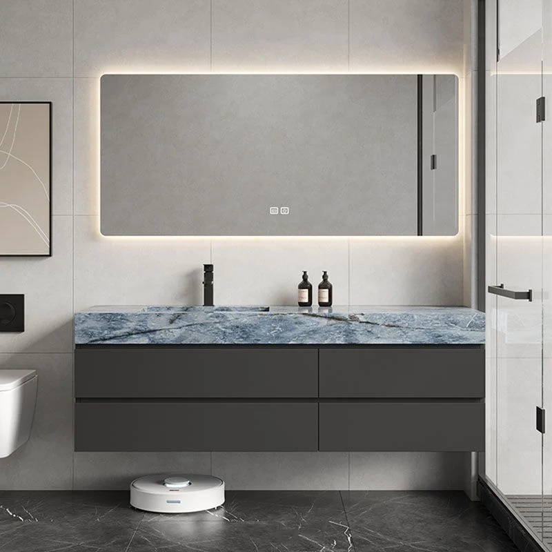 Espejo de montaje en pared incluido tocador de lavabo con grifo de lavabo para baño Clearhalo