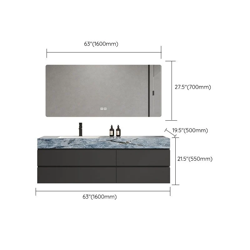 Espejo de montaje en pared incluido tocador de lavabo con grifo de lavabo para baño Clearhalo