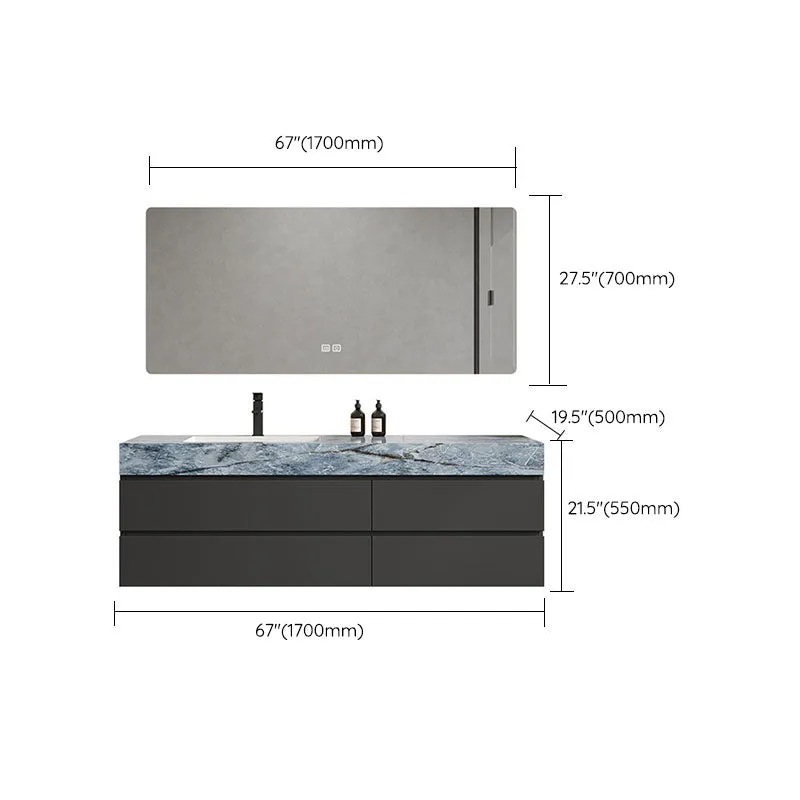 Espejo de montaje en pared incluido tocador de lavabo con grifo de lavabo para baño Clearhalo