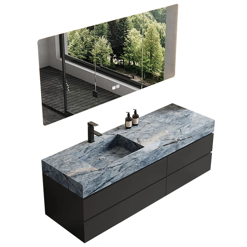 Espejo de montaje en pared incluido tocador de lavabo con grifo de lavabo para baño Clearhalo