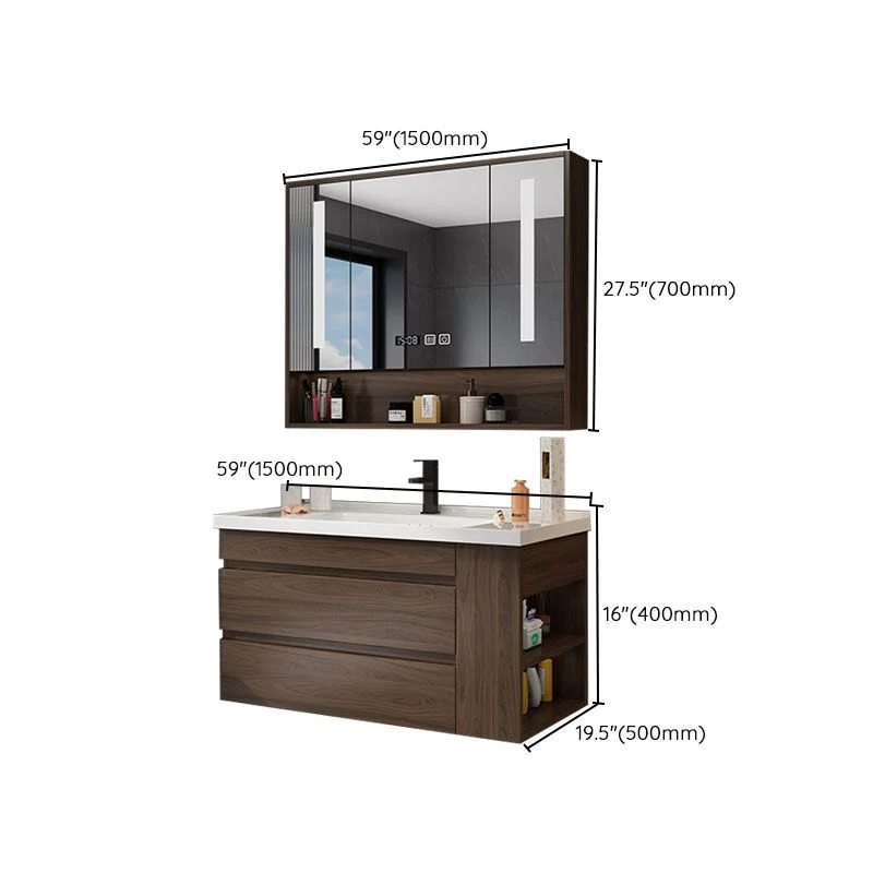 Espejo de montaje en pared incluido tocador para lavabo con cajones para grifo para baño Clearhalo