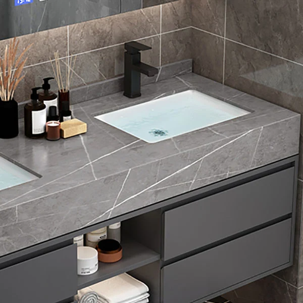 Espejo de montaje en pared incluido tocador para lavabo para baño con cajones para grifo Clearhalo