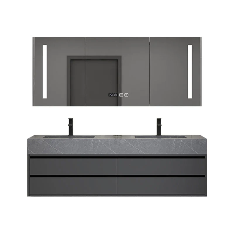 Espejo de montaje en pared incluido tocador para lavabo para baño con cajones para grifo Clearhalo