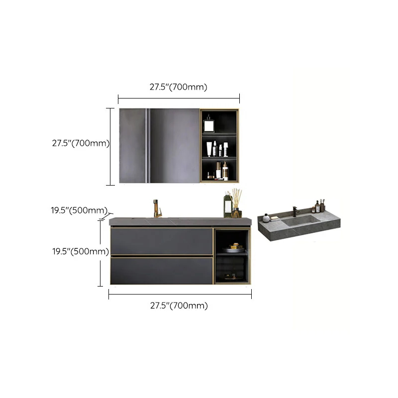 Espejo de montaje en pared incluido, tocador para lavabo de baño con grifo para lavabo Clearhalo