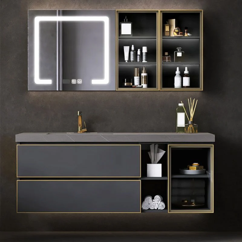 Espejo de montaje en pared incluido, tocador para lavabo de baño con grifo para lavabo Clearhalo