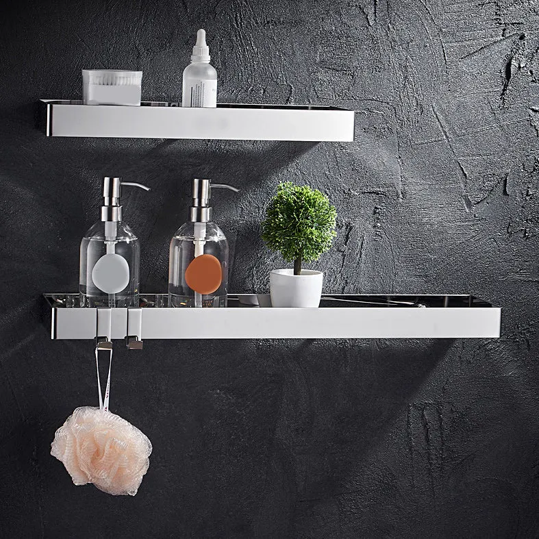 Estante de baño contemporáneo de acero inoxidable, juego de accesorios de baño de 2 piezas Clearhalo