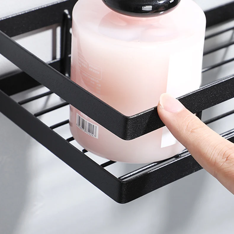 Estante de baño de 2 piezas en juego de accesorios de baño de metal negro mate Clearhalo